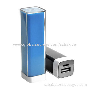 Customized Logo Lipstick Lithium Battery 2,600mAh Mobile Power Packs with 5V, 1A Output